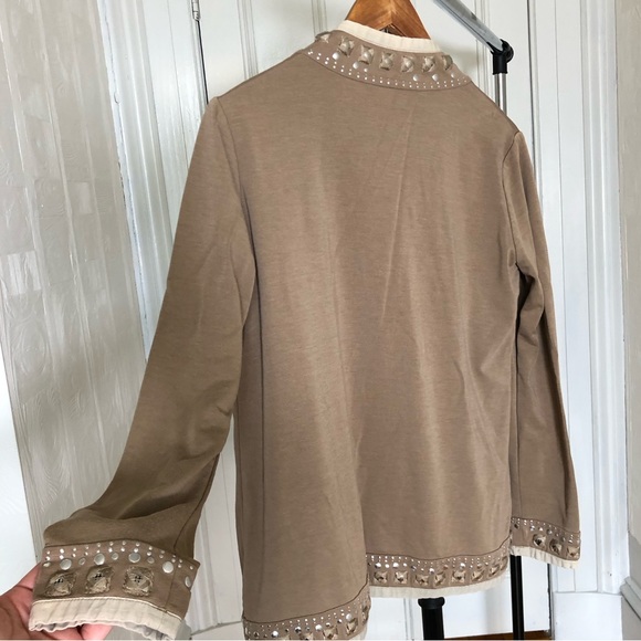 KITSON (Theme) Embellished Cardigan in Tan - Picture 3 of 6